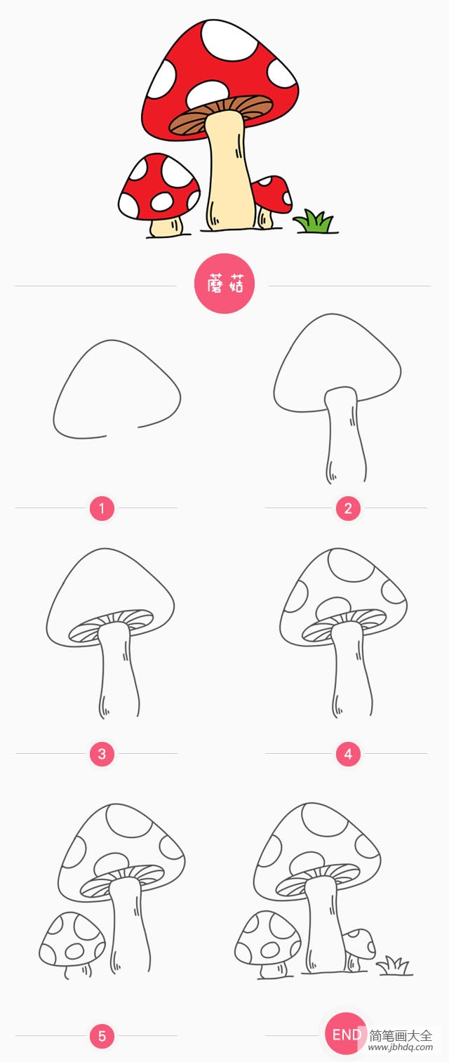 小蘑菇简笔画画法_其他植物简笔画-简笔画大全
