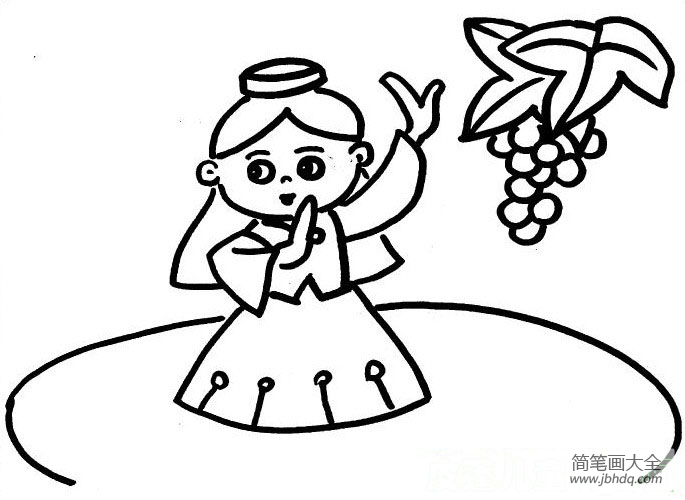 儿童学画画 跳新疆舞的小女孩