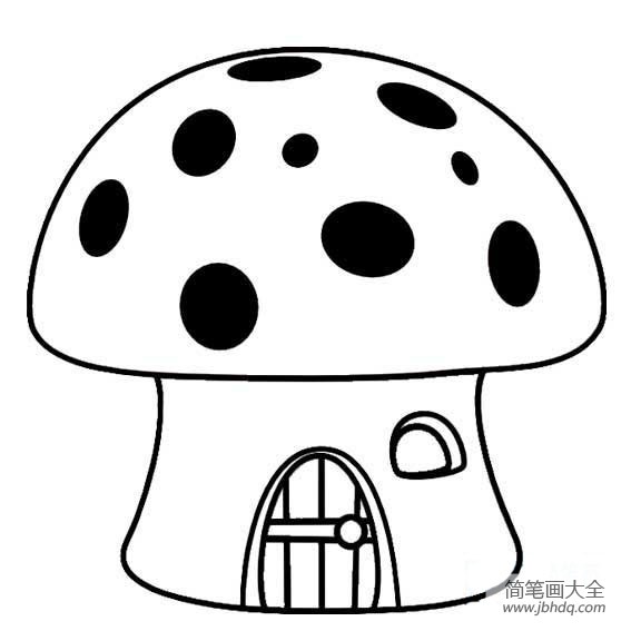 卡通蘑菇房子简笔画