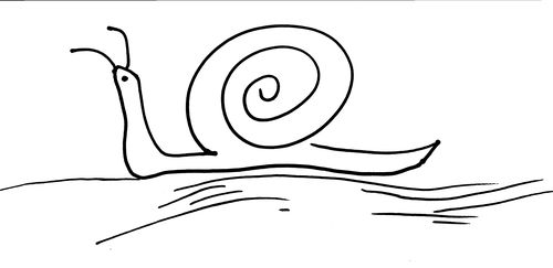 蜗牛的简笔画法:   运用简笔画法表现蜗牛,具体步骤如下