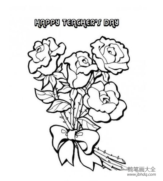 植物简笔画 花朵简笔画 简笔画大全网给大家分享一个玫瑰花的画法