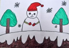 简笔画大全 儿童画 冬天儿童画 雪落在树梢,象把枯干的枝条装点成