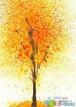 飞舞的落叶秋天树叶画作品欣赏