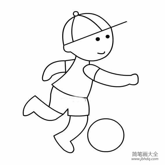 踢足球的小男孩简笔画,男孩踢足球简笔画图片,体育运动简笔画,怎么画