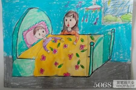 和妈妈一起逛街小学生母亲节绘画作品展示