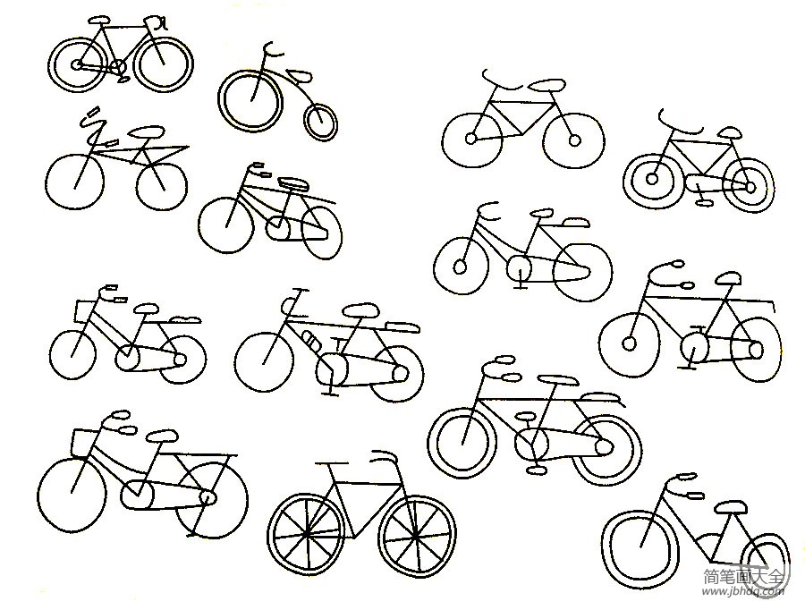自行车简笔画大全及画法步骤_自行车简笔画-简