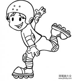 快乐溜冰小男孩子简笔画