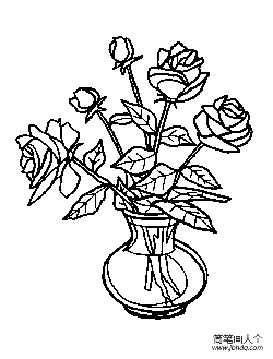 玫瑰花瓶简笔画图片