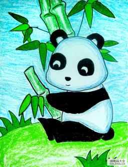 小熊猫吃竹子简笔画 