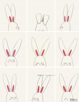 9款超萌的兔子头像表情简笔画