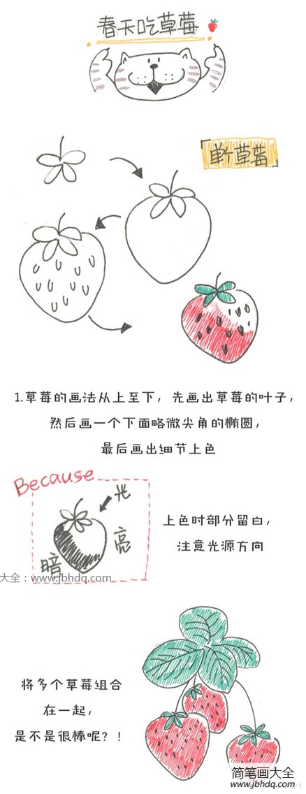 草莓的简笔画教程