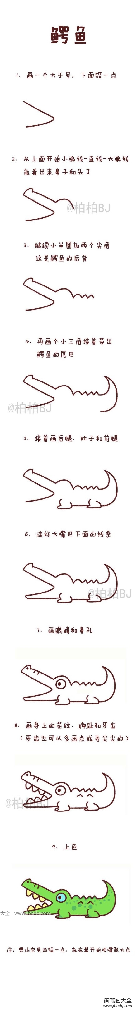 鳄鱼简笔画教程