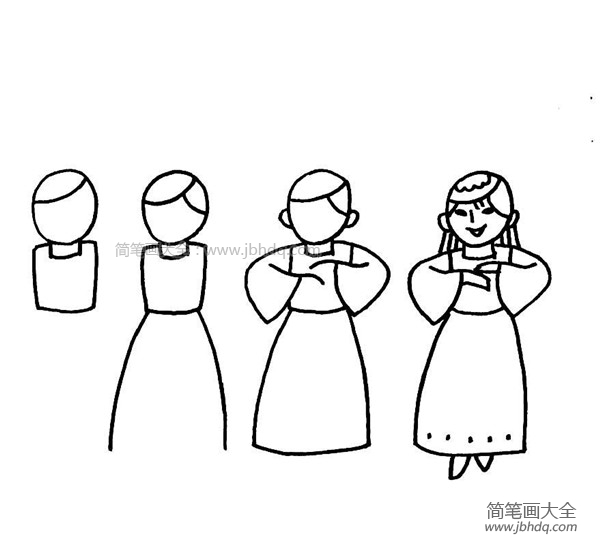 新疆姑娘简笔画教程