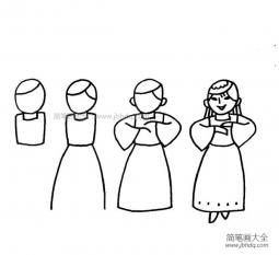 新疆姑娘简笔画教程