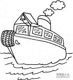 海里行驶的轮船简笔画