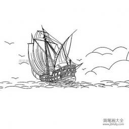 海上的帆船简笔画