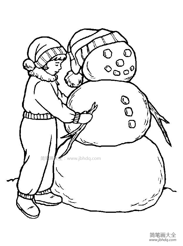 儿童简笔画堆雪人