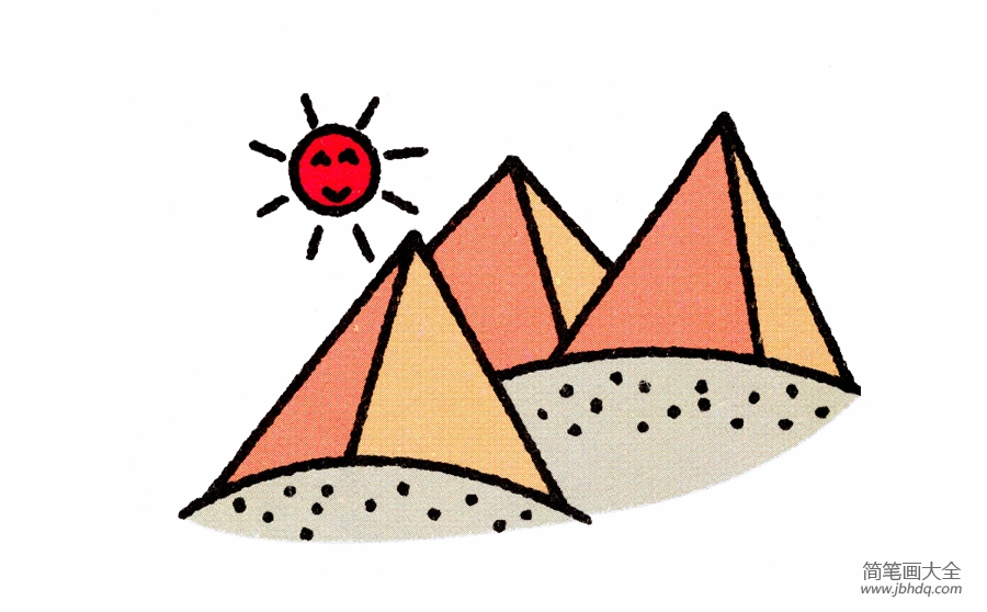 沙漠金字塔风景简笔画