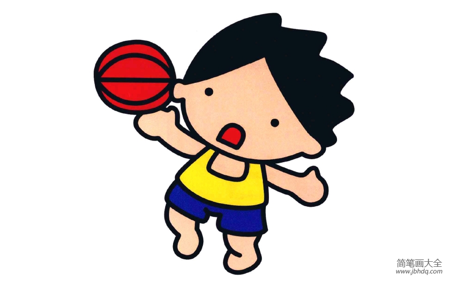 简笔画打篮球的小男孩