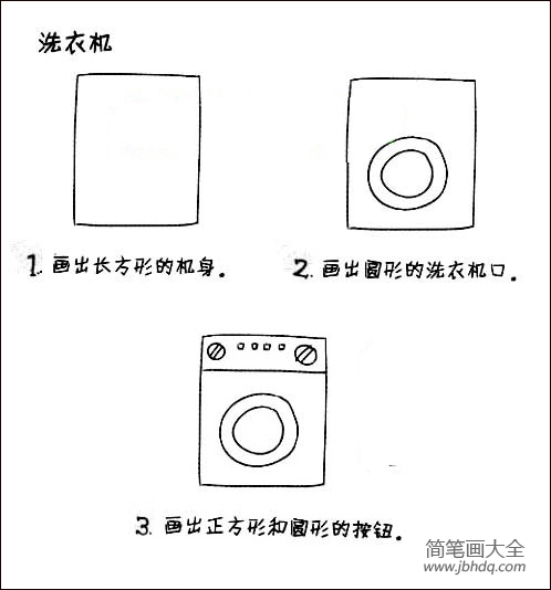 幼儿洗衣机简笔画教程