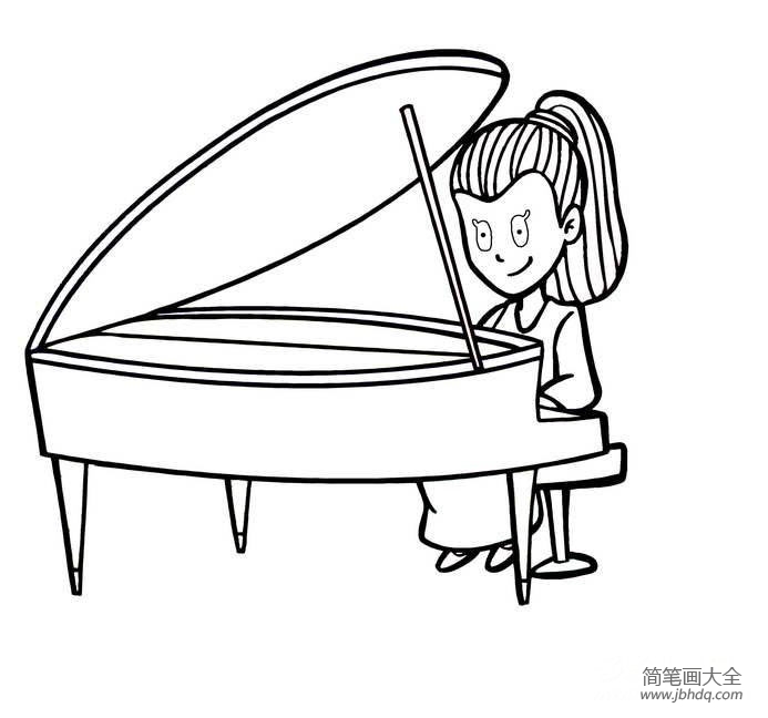 弹钢琴简笔画