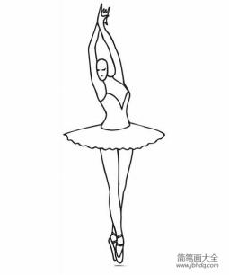一组跳芭蕾的小女孩简笔画