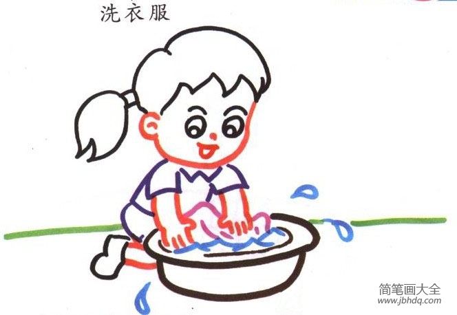 幼儿学画人物 小女孩洗衣服