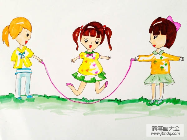儿童画跳绳能手