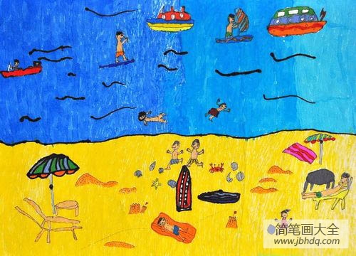 儿童画海边漫游