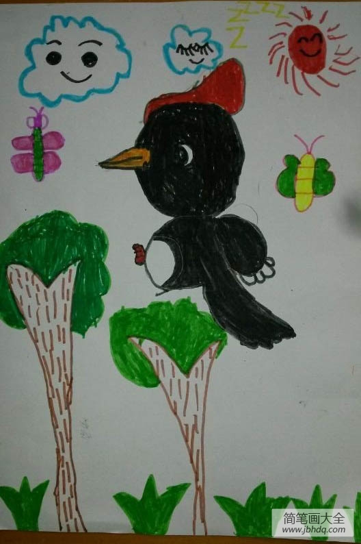 儿童画春天的小鸟