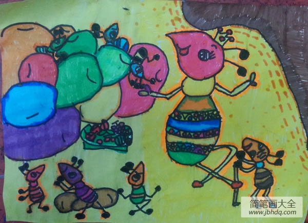 儿童画 勤劳的小蚂蚁