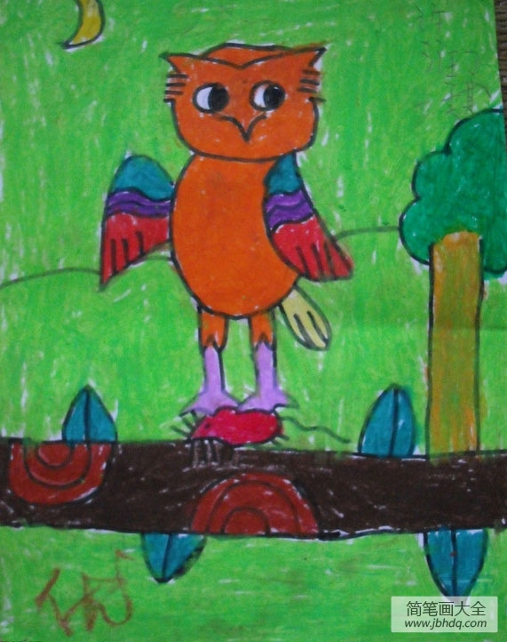 儿童画可爱的猫头鹰