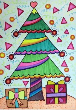 圣诞节儿童画 漂亮的圣诞树