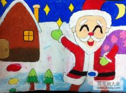 圣诞节儿童画 开心的圣诞老人