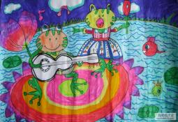 儿童画青蛙演唱会