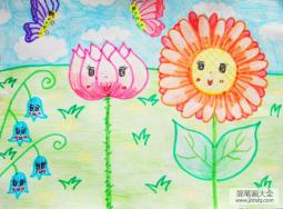 儿童画花儿朵朵开