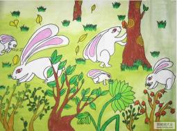 儿童画可爱的小白兔