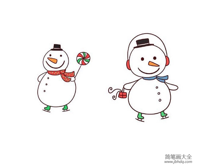 圣诞节简笔画素材 可爱的雪人