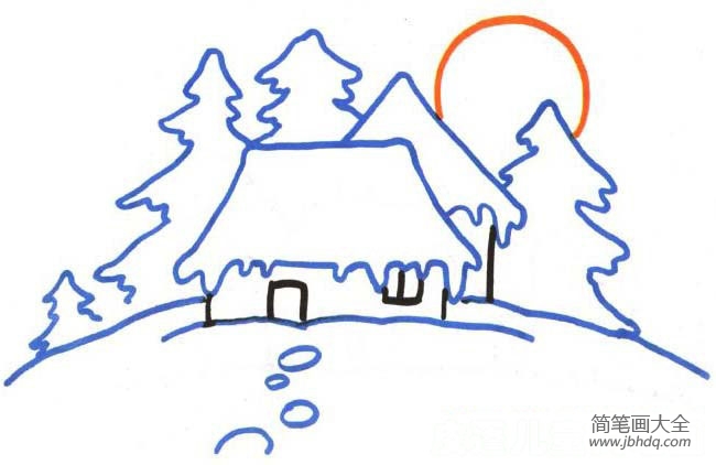 儿童学画画 雪地风景简笔画