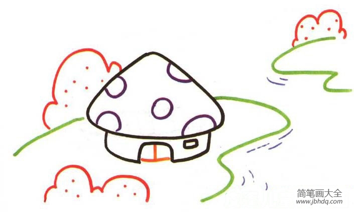 儿童学画画 河边的房子