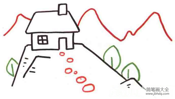 儿童学画画 山顶的房子