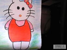 儿童油棒画作品 可爱的KT猫