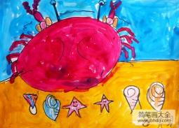 儿童水粉画作品 大螃蟹