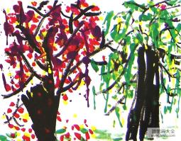 幼儿园中国画教案设计：彩色的树林