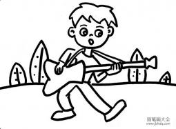 人物简笔画 弹吉他的小男孩