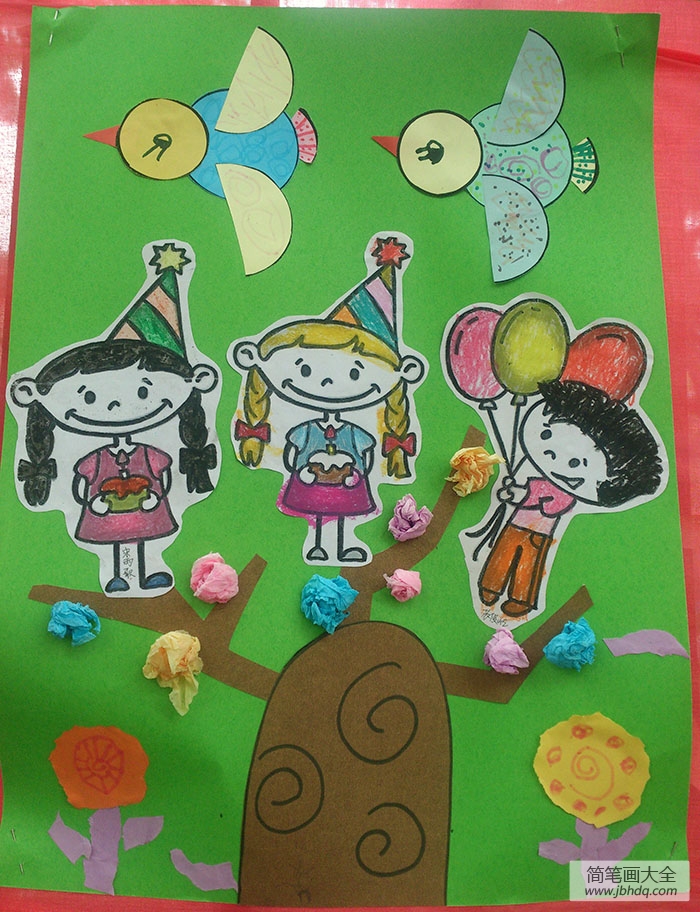 快乐儿童节水彩画
