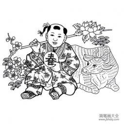 中国年画娃娃简笔画