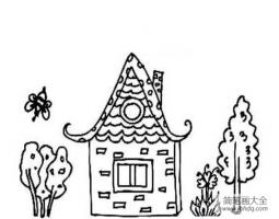 儿童简笔画房子和树