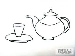 茶壶水杯简笔画画法