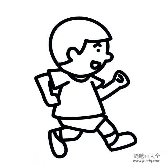 跑步的小男孩简笔画